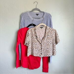 Wild Fable‎ Women Med. Bundle Sweater Long Sleeve Top Floral Cropped Blouse EUC